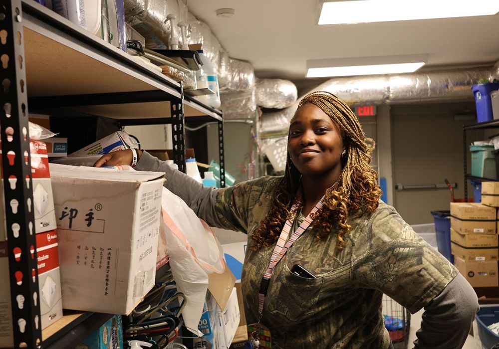 Volunteer helping at the Donation Center in Asheville, NC