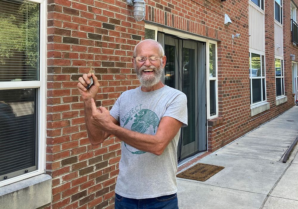 Happy client moving into his new home